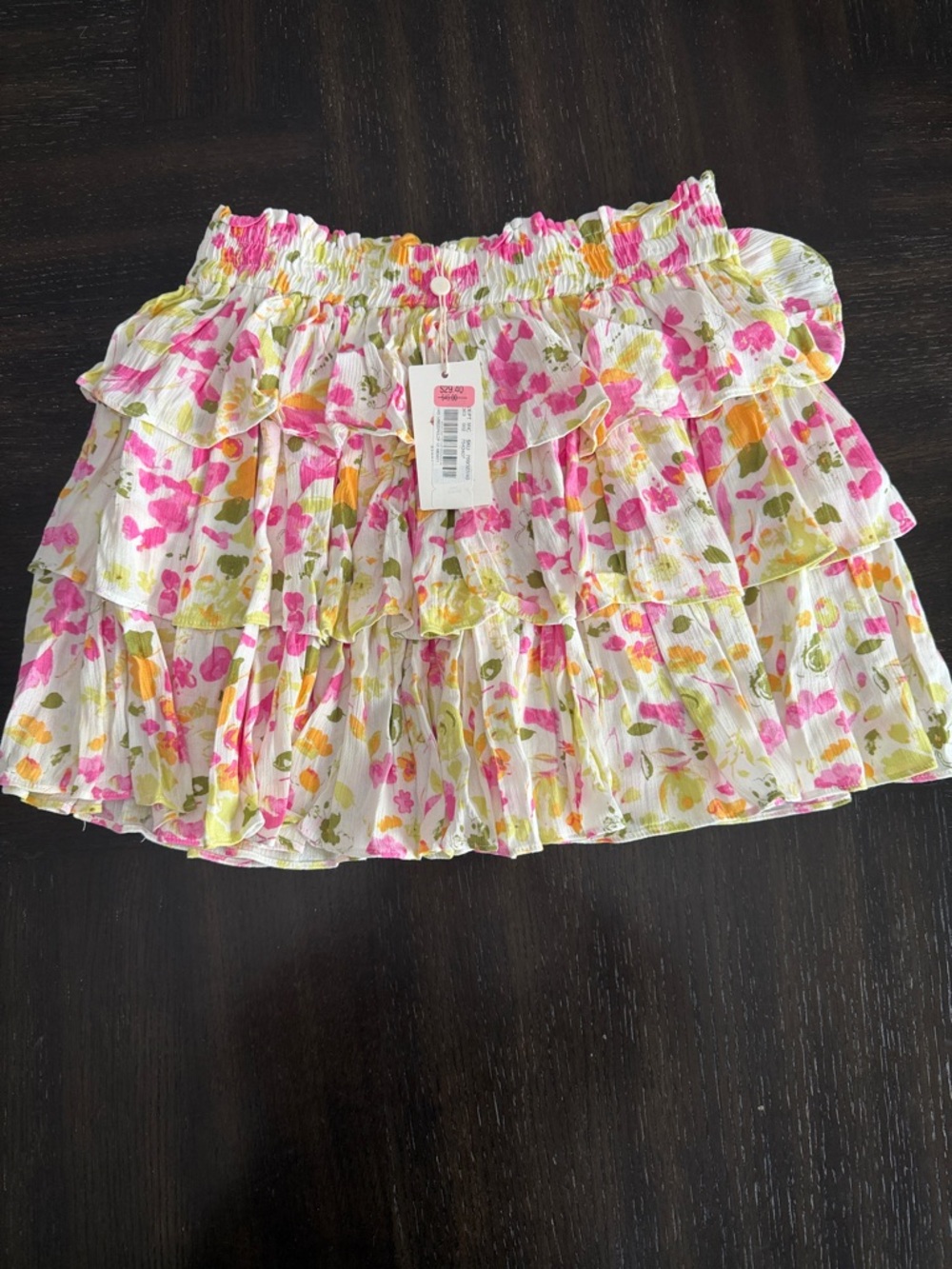 Chelsea & Violet Ruffled Floral Mini Skirt - White, Pink & Green
